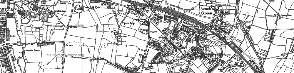 Old map of Acock's Green in 1886