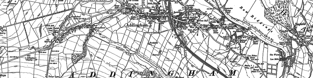 Old map of Addingham Moorside in 1907