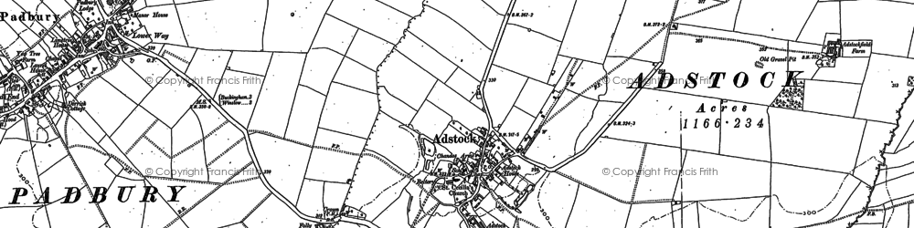 Old map of Adstock in 1898
