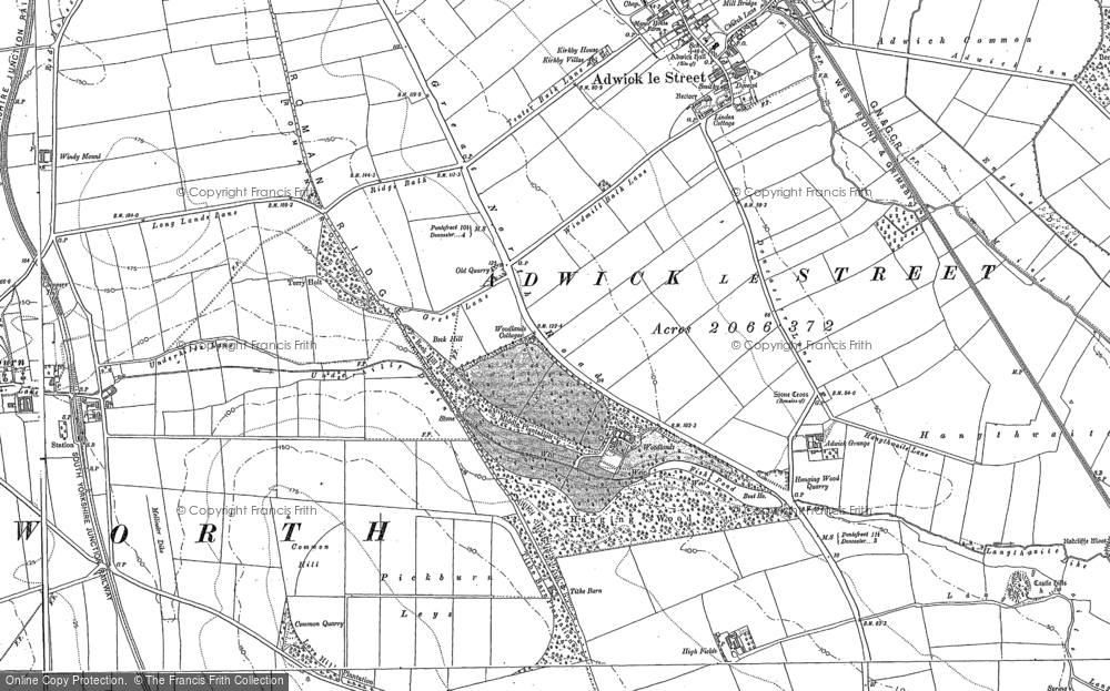 Old Map of Historic Map covering Adwick Grange in 1891