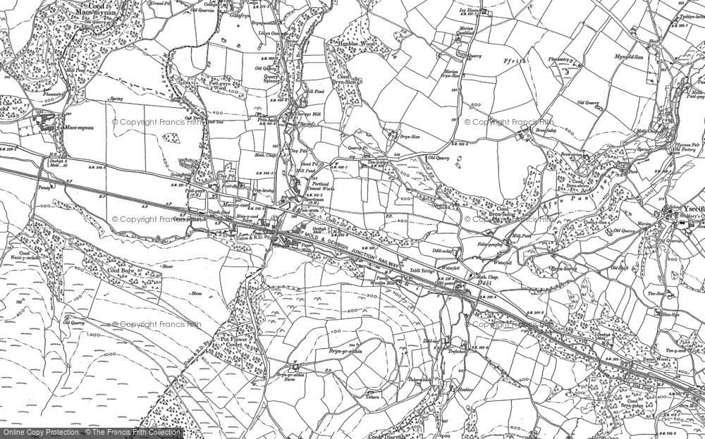 Old Map of Historic Map covering Bryn Sion in 1910
