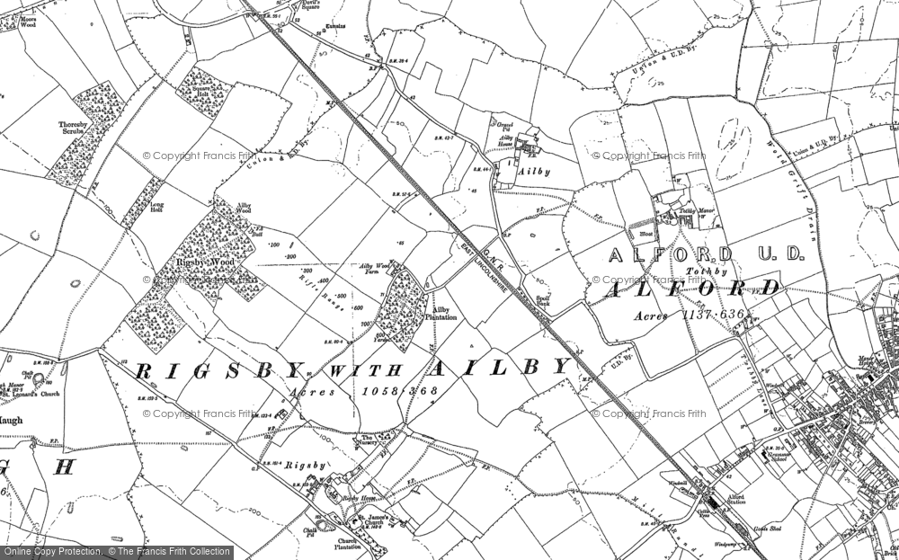 Old Map of Ailby, 1887 in 1887