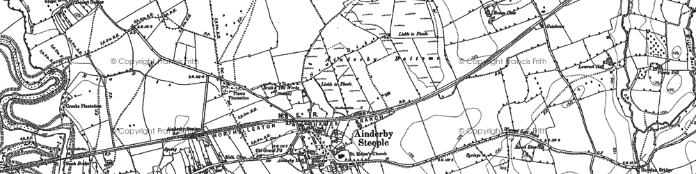 Old map of Ainderby Steeple in 1891