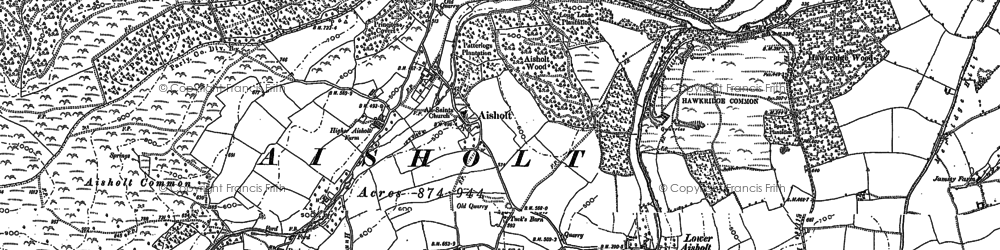 Old map of Aisholt in 1886