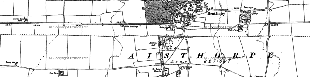 Old map of Aisthorpe Hall in 1885