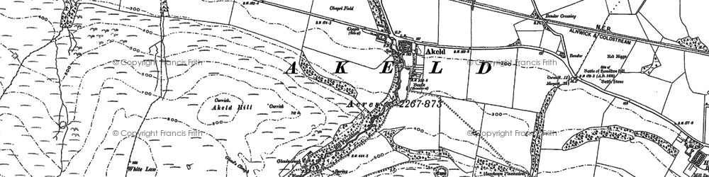 Old map of Akeld Hill in 1896