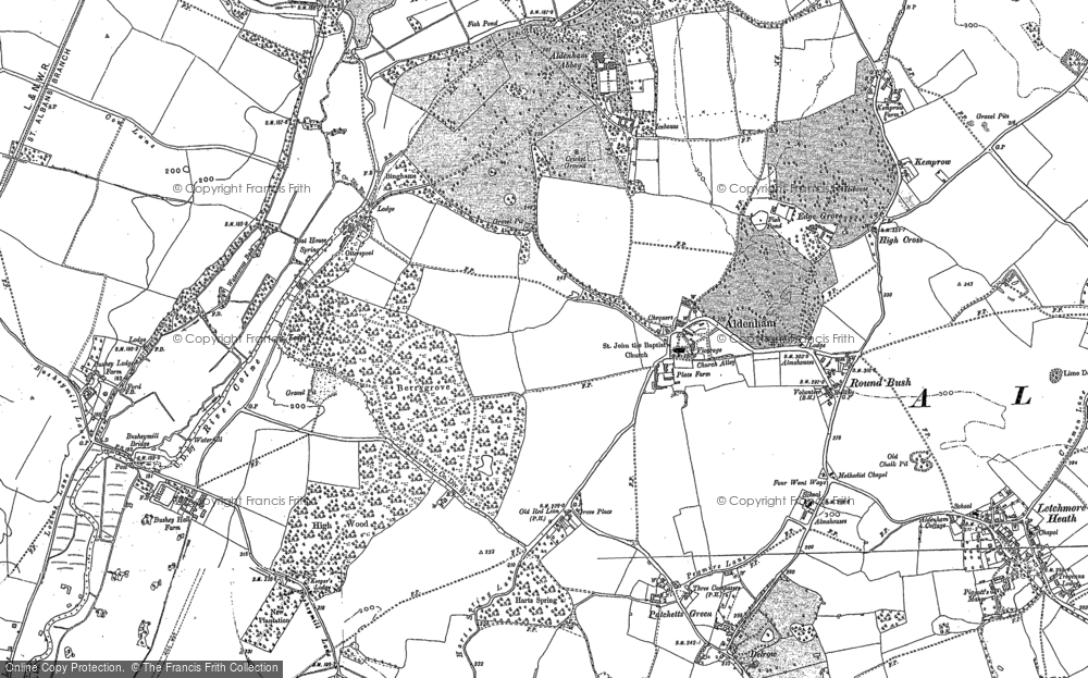 Old Map of Aldenham, 1896 - 1911 in 1896