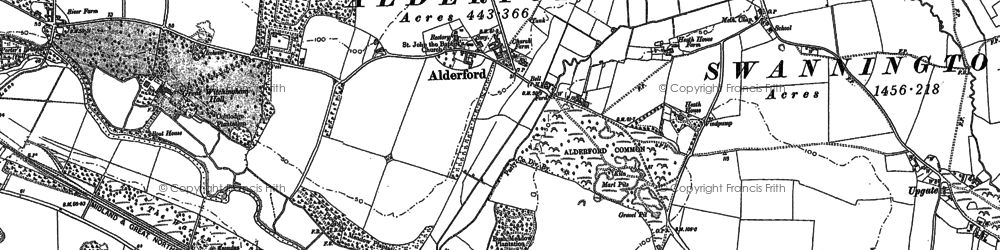 Old map of Little Witchingham Hall in 1882