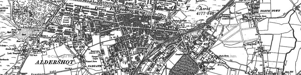 Old map of Aldershot in 1913