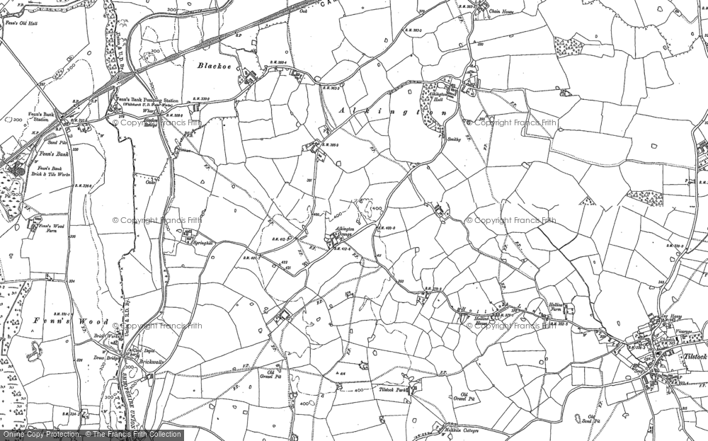 Old Map of Historic Map covering Alkington Grange in 1899