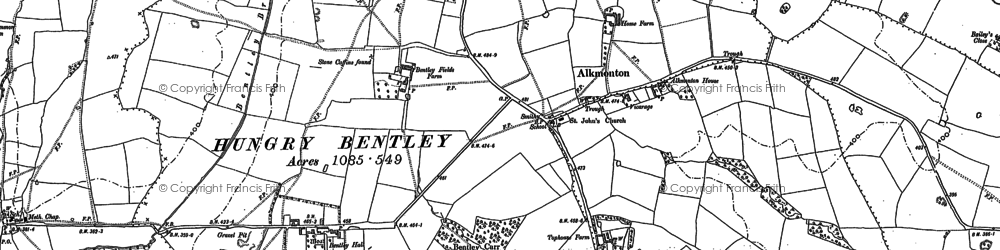 Old map of Alkmonton Village in 1880