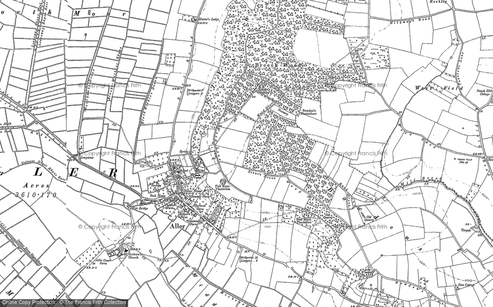 Old Map of Aller, 1885 - 1886 in 1885