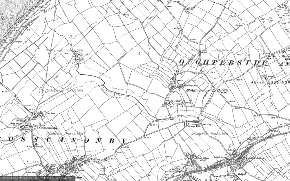 Old Map of Historic Map covering Brunsow Beck in 1923