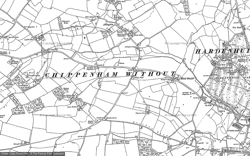 Old Map of Historic Map covering Sheldon Manor in 1899