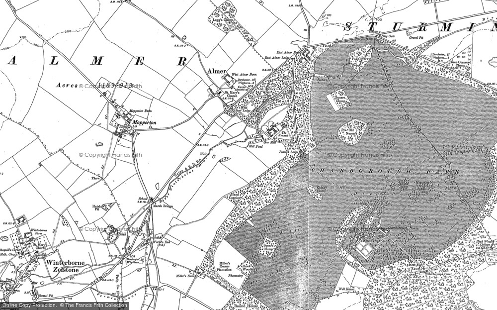 Old Map of Historic Map covering Stag Gate in 1887
