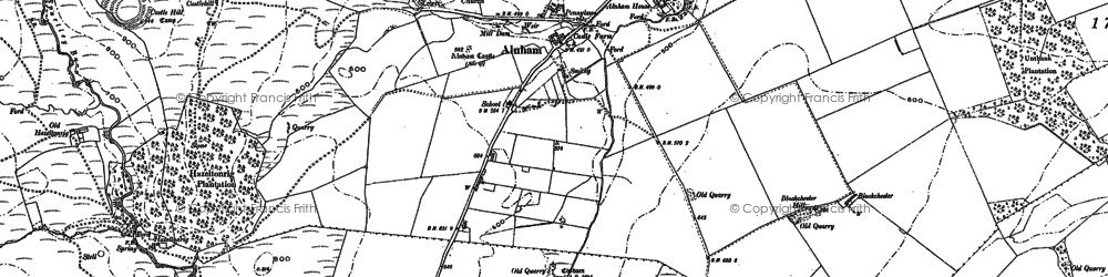 Old map of Alnham Ho in 1896