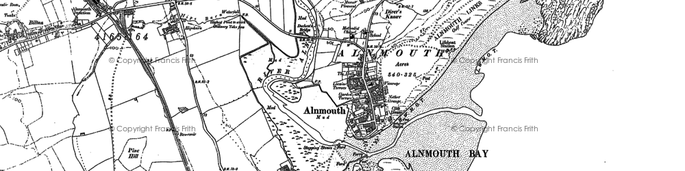 Old map of Alnmouth Bay in 1896