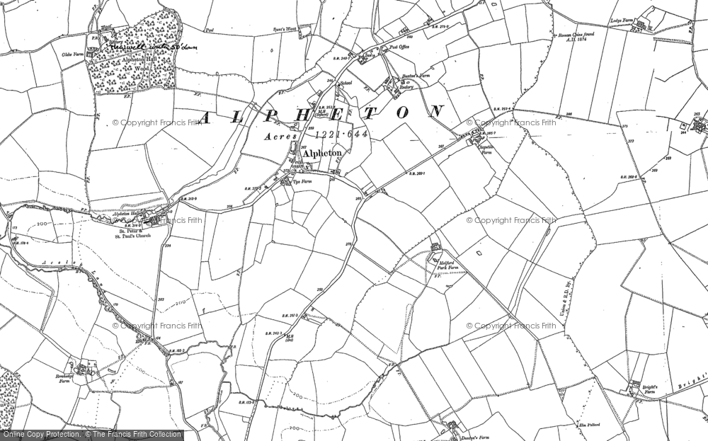 Old Map of Alpheton, 1884 in 1884