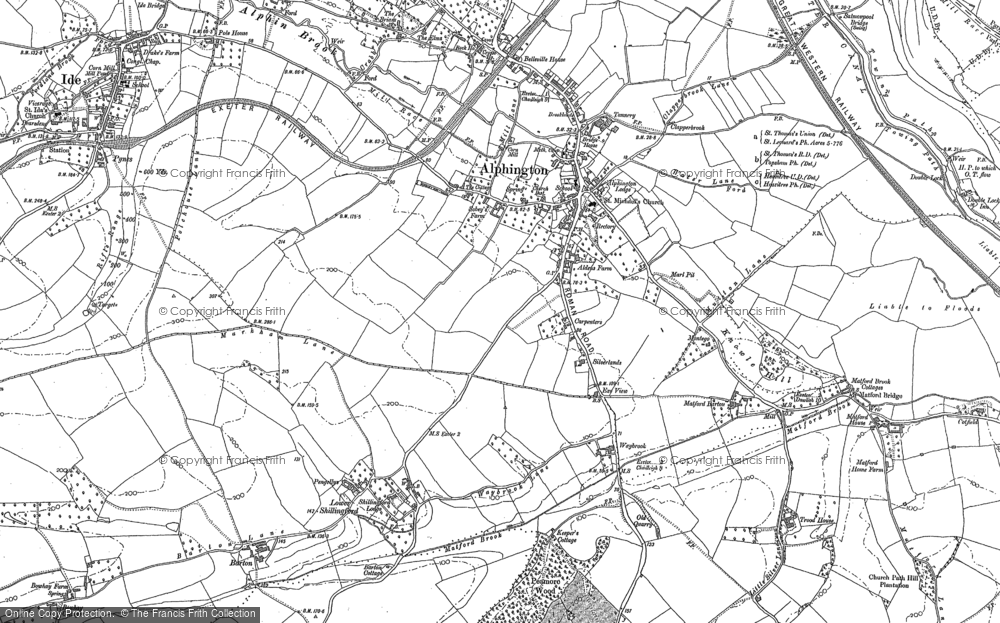 Old Map of Historic Map covering Exeter Canal in 1887