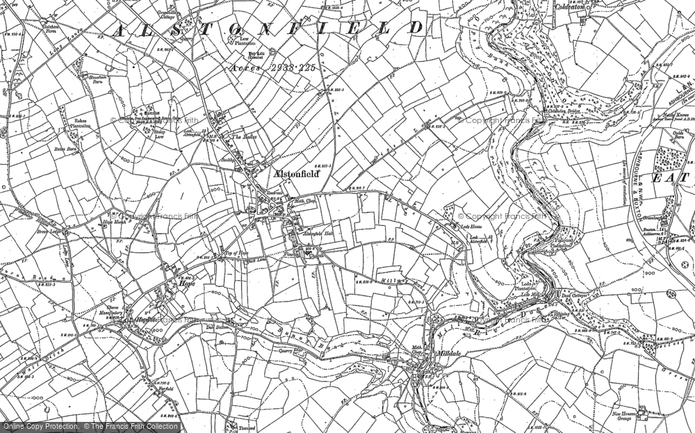 Old Map of Historic Map covering Wolfscote Dale in 1898