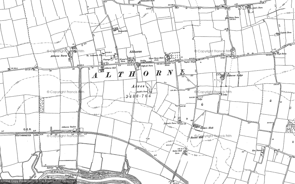 Old Map of Historic Map covering Button's Hill in 1895