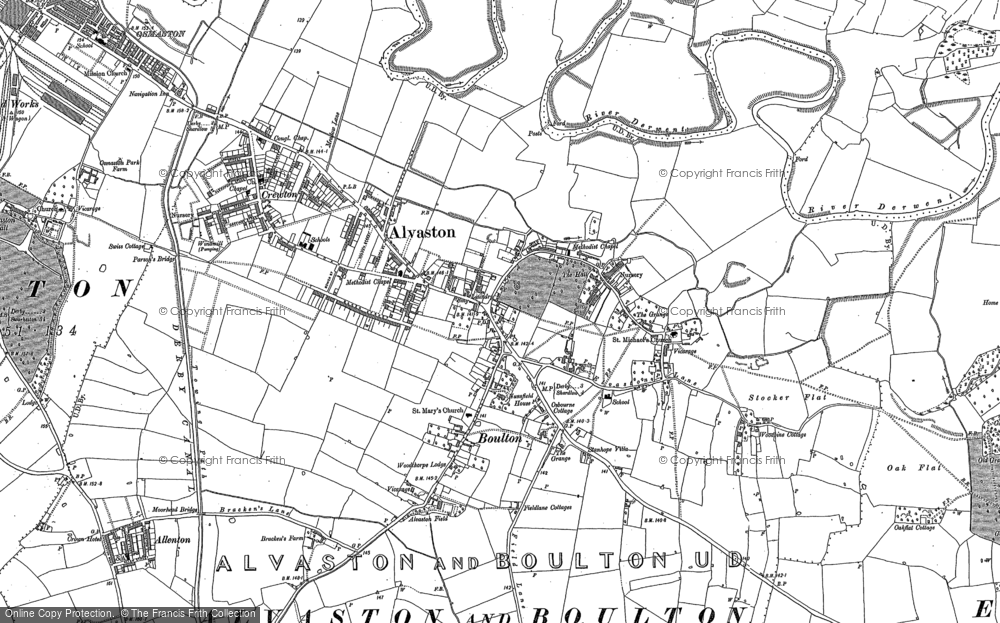 Old Map of Historic Map covering Crewton in 1881