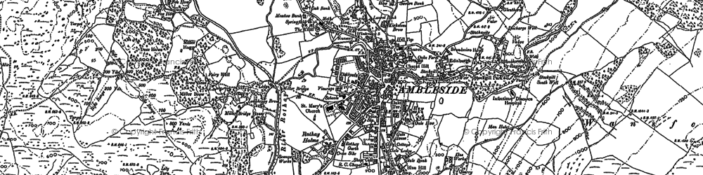 Old map of Ambleside in 1912