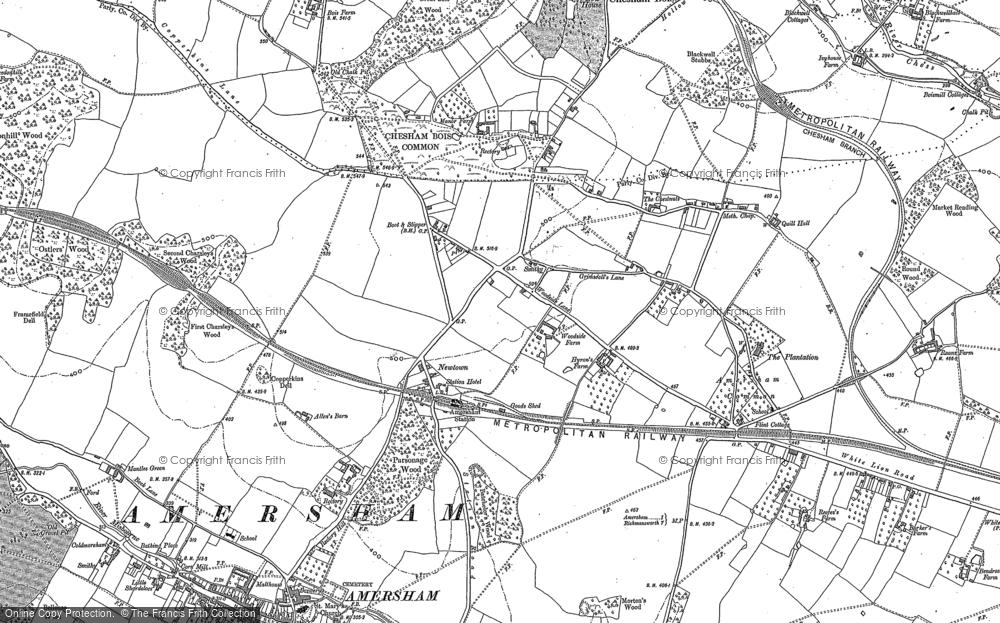 Old Map of Historic Map covering Amersham Common in 1897