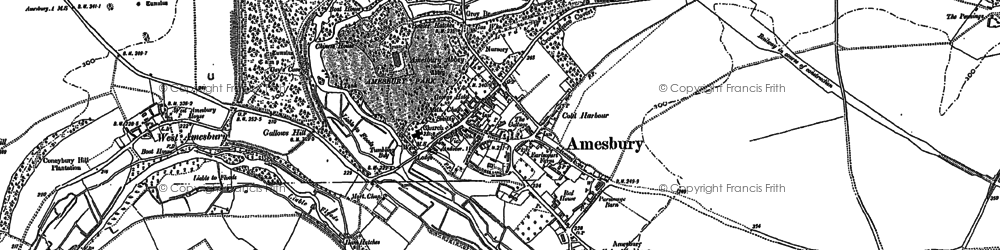 Old map of Amesbury in 1889