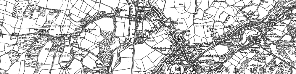 Old map of Ammanford in 1877