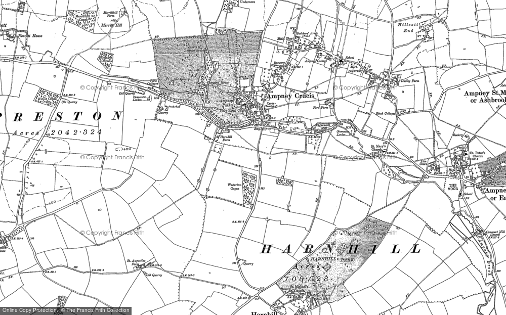 Old Map of Historic Map covering Ampney Brook in 1875