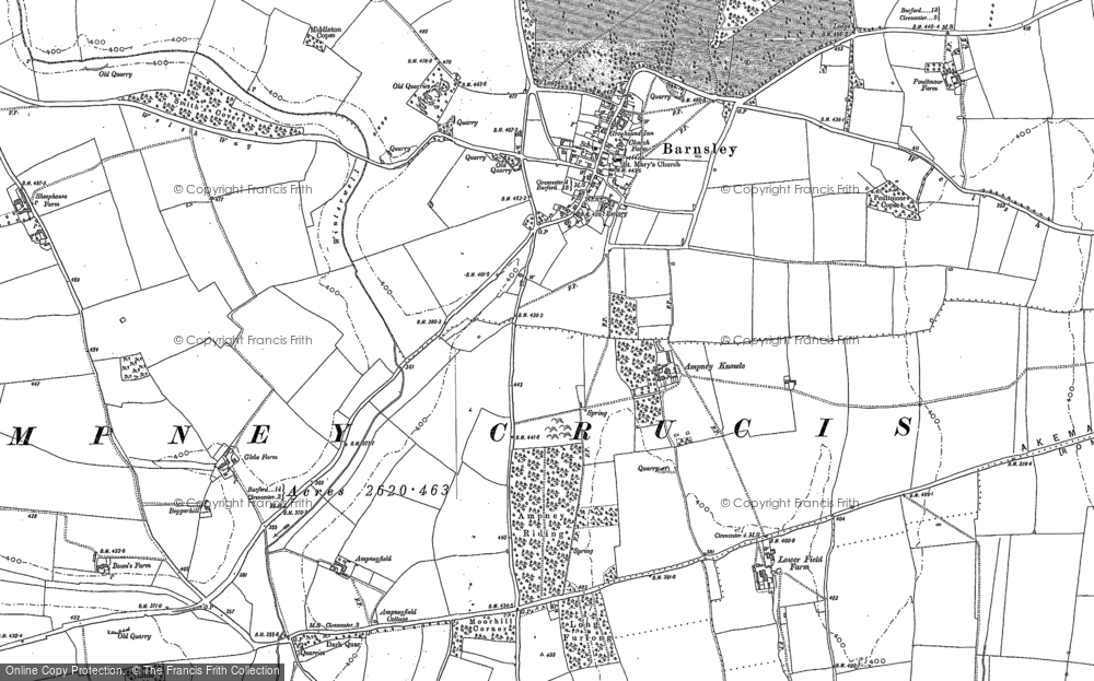 Old Map of Historic Map covering Ampneyfield in 1875