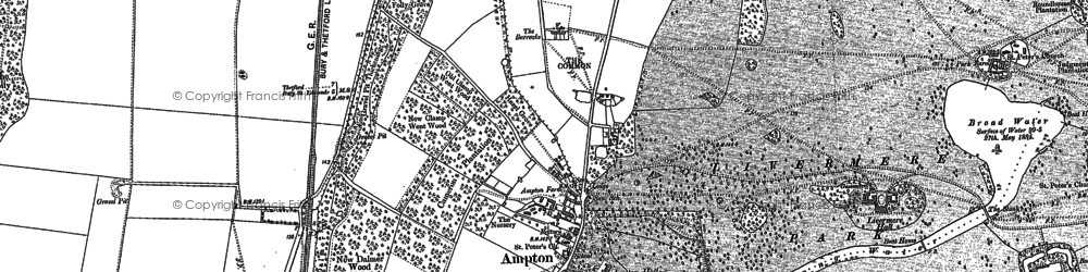 Old map of Ampton Field in 1883