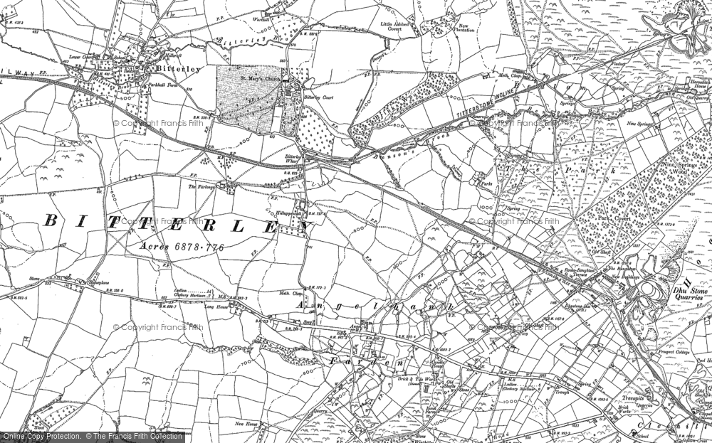 Old Map of Historic Map covering Dhustone in 1883