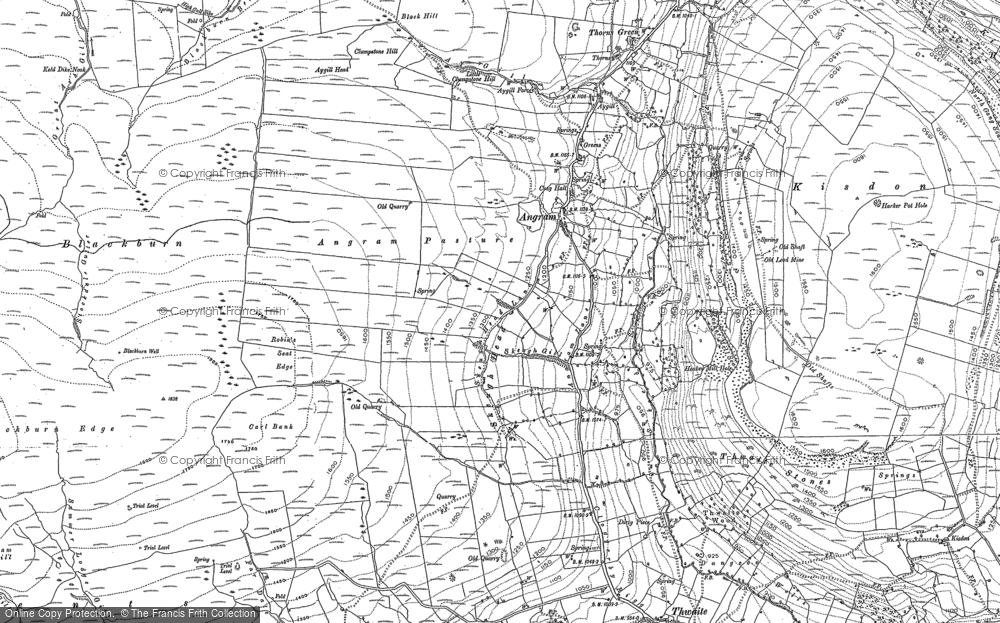 Old Map of Historic Map covering Ashgill Side in 1891