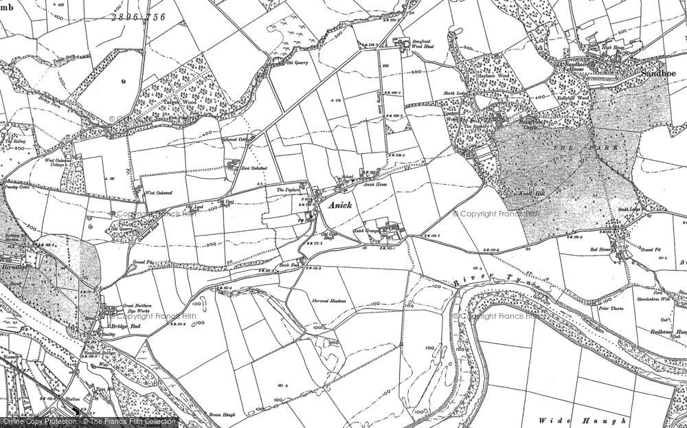 Old Map of Historic Map covering Wide Haugh in 1895