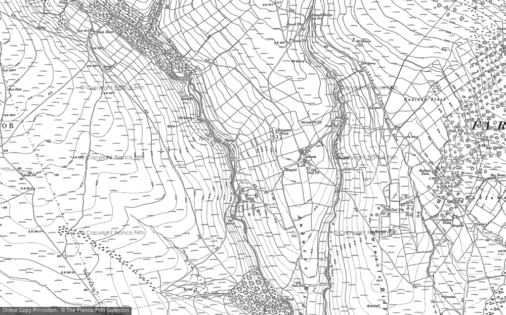Old Map of Historic Map covering Bonfield Gill in 1889
