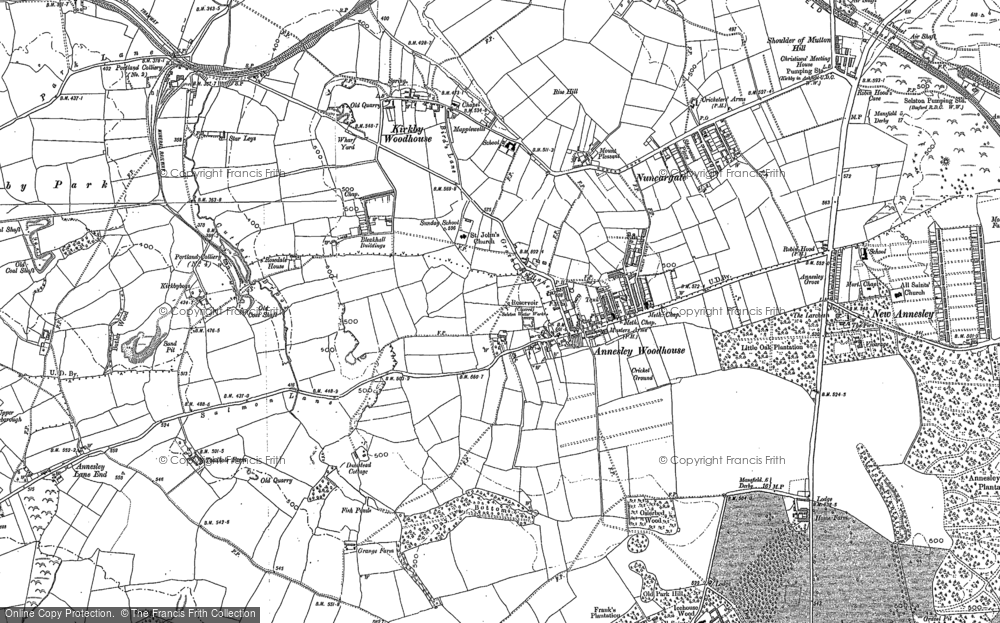 Old Map of Annesley Woodhouse, 1879 in 1879