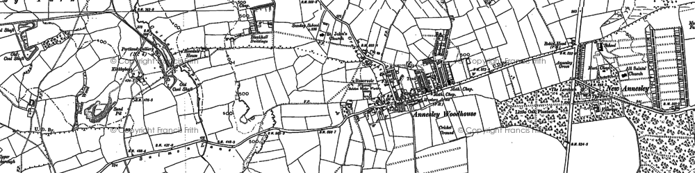 Old map of Annesley Woodhouse in 1879
