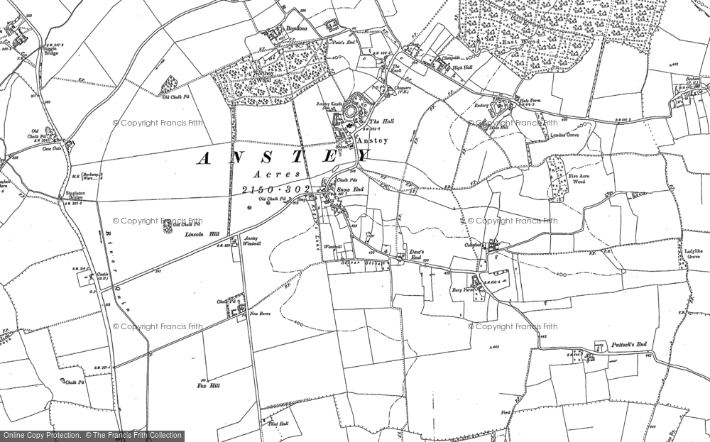 Old Map of Historic Map covering Anstey Bury in 1896