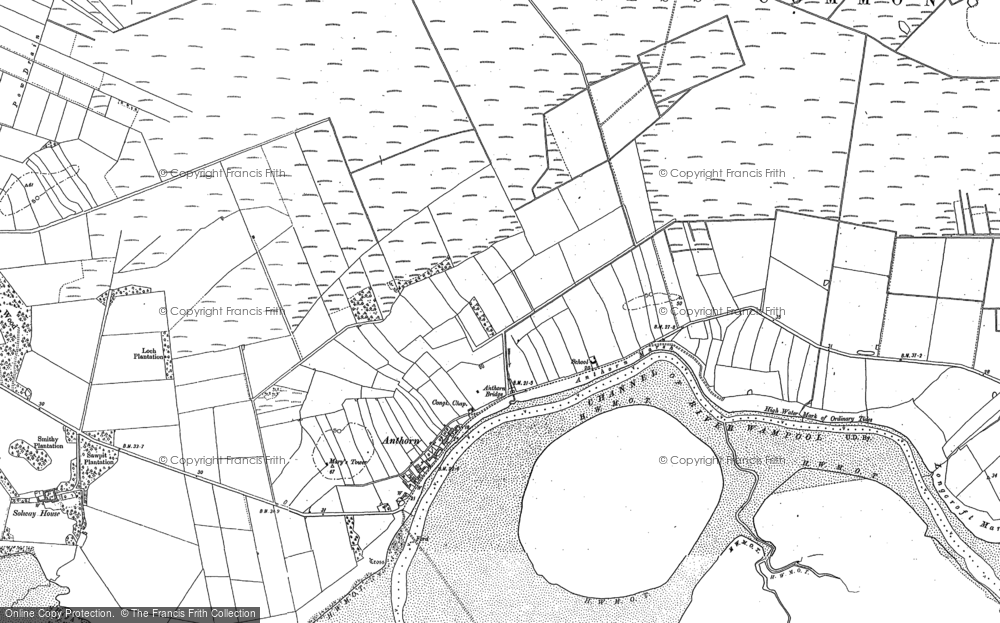 Old Map of Historic Map covering Bowness Common in 1899