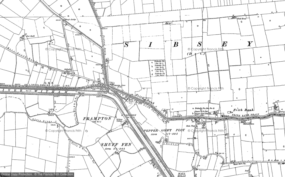 Old Map of Historic Map covering Peacock's Fm in 1887