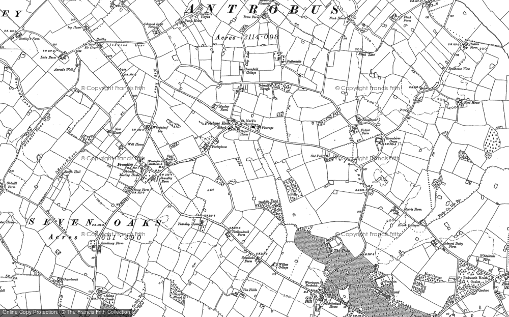 Old Map of Historic Map covering Antrobus Ho in 1897