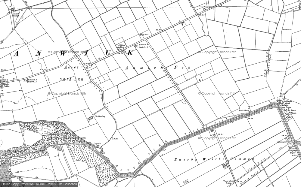Old Map of Anwick Fen, 1887 in 1887