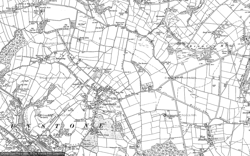 Old Map of Apperknowle, 1876 in 1876