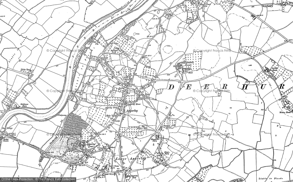 Old Map of Apperley, 1883 in 1883