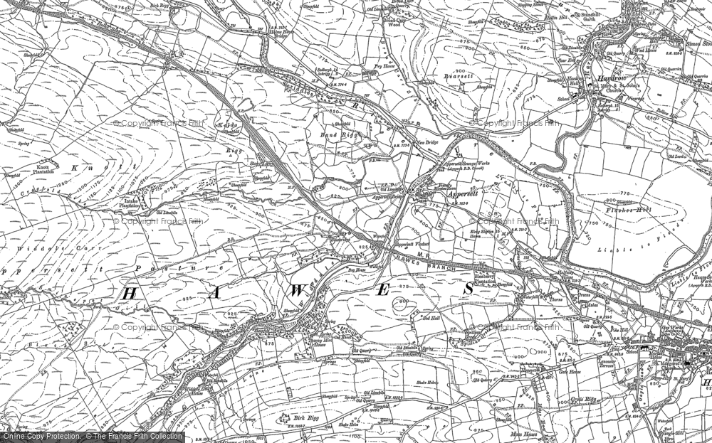 Old Map of Historic Map covering Appersett Pasture in 1910