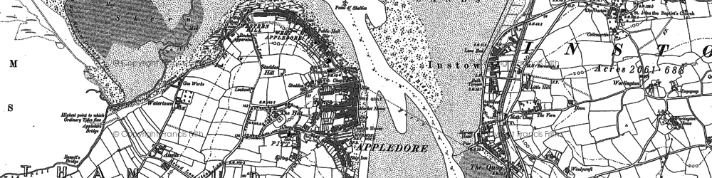 Old map of Appledore in 1887