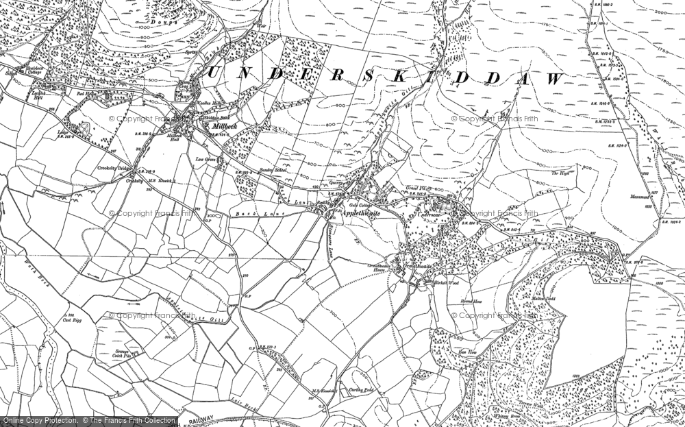 Old Map of Historic Map covering Applethwaite Gill in 1898