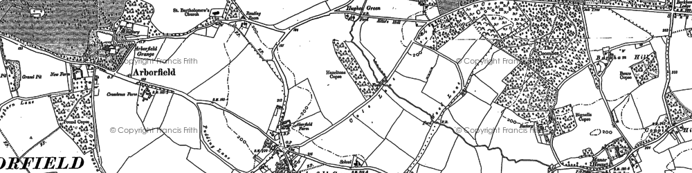 Old map of Arborfield Cross in 1898